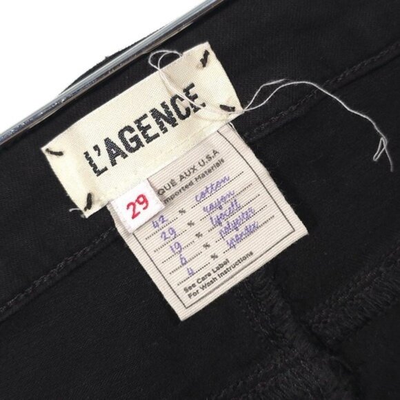 L'AGENCE Women's Pants Jeans Size 29 Satin Tuxedo Coated Black USA🇺🇸MADE - Picture 3 of 13